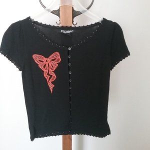 BETSEY JOHNSON Black button embroidered sweater S